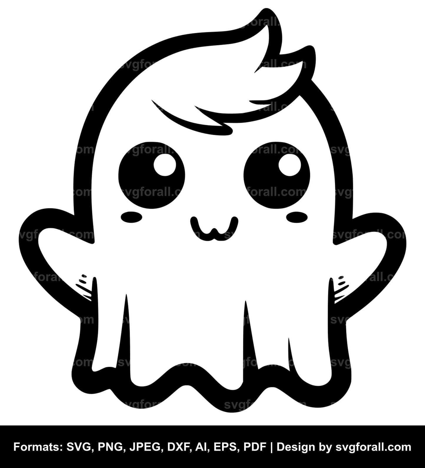 Cute Boy Ghost Black SVG