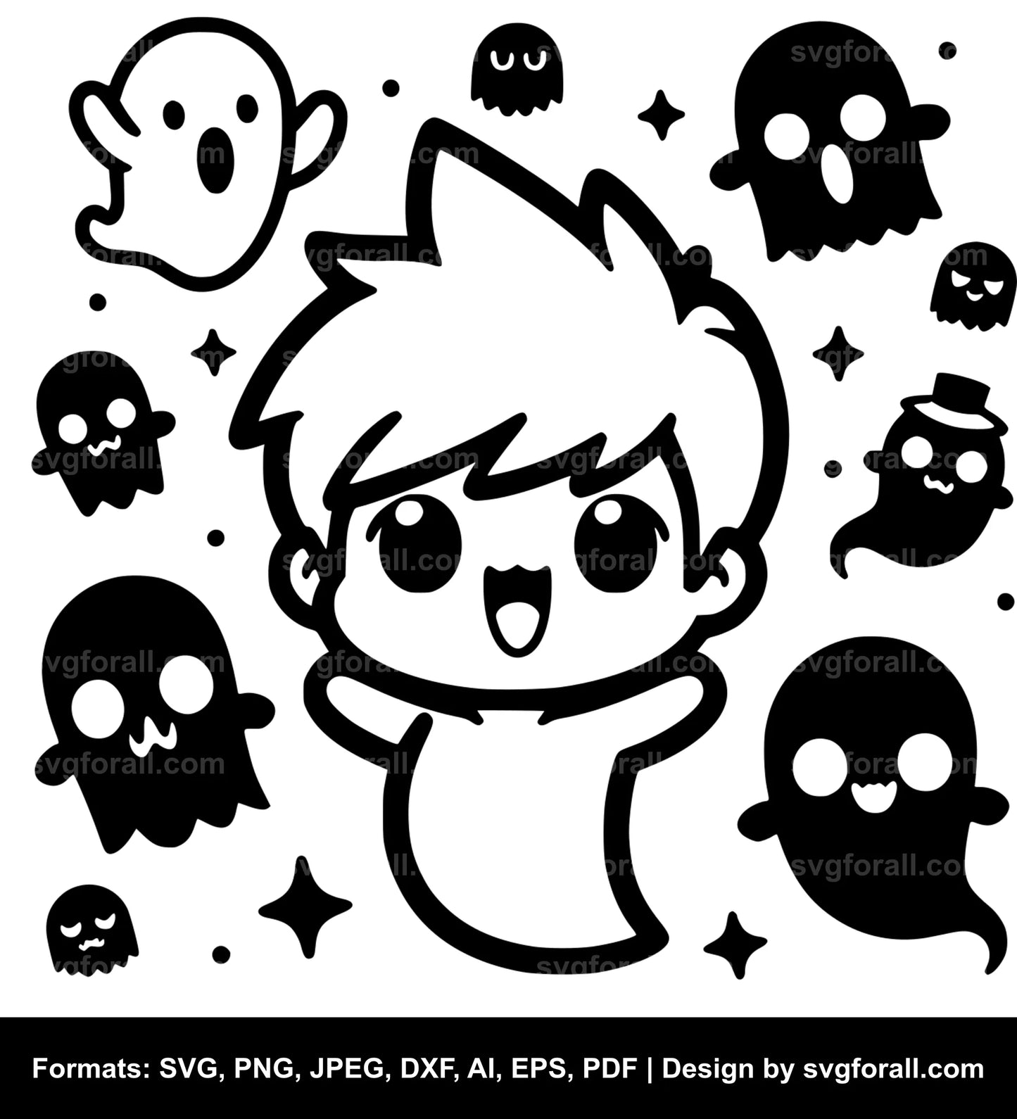 Cute Boy Ghost SVG File