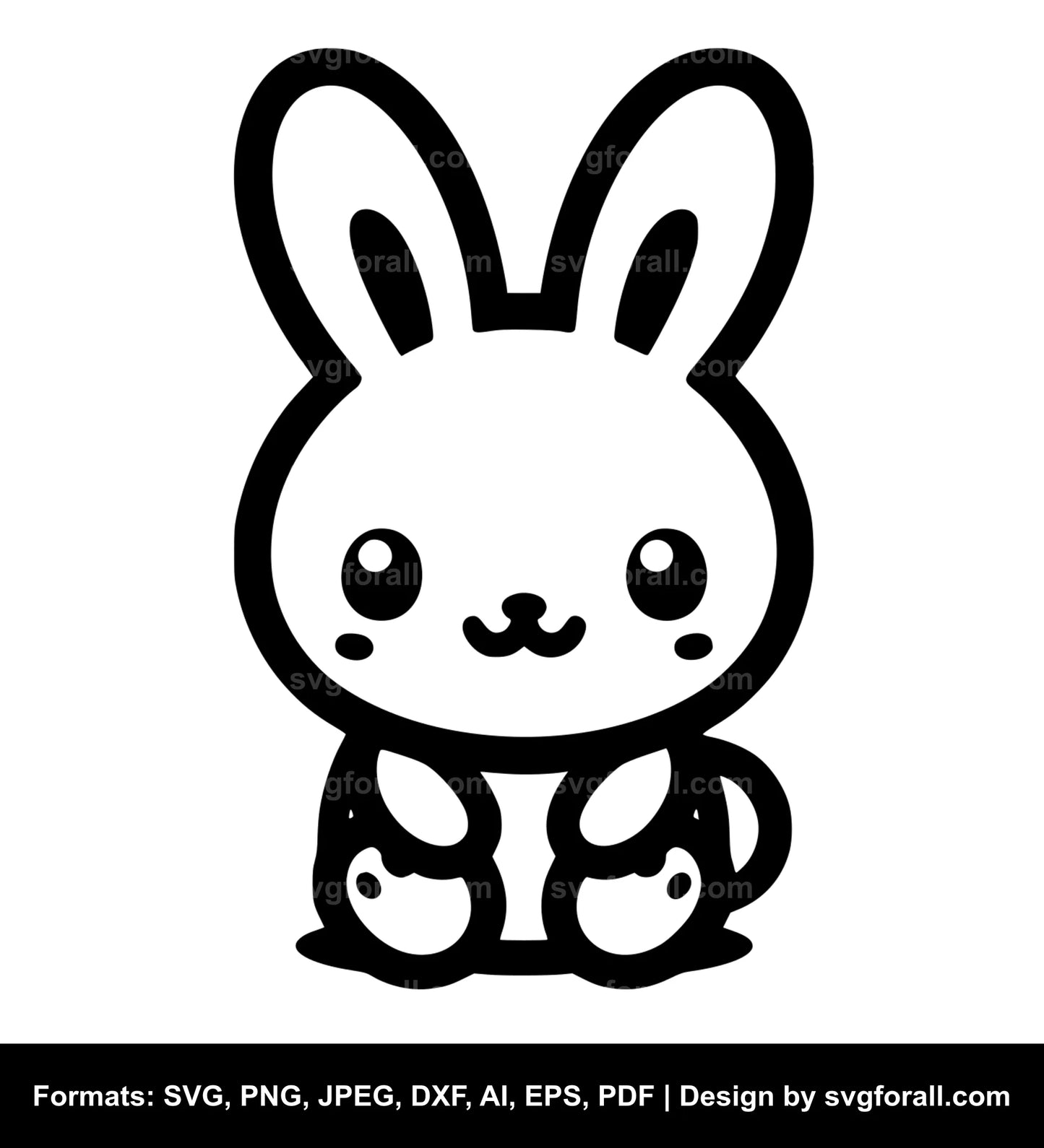 Cute Bunny Black SVG