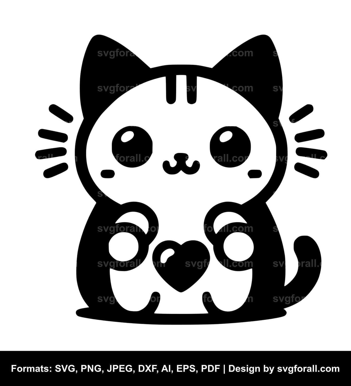 Cute Cat Black SVG