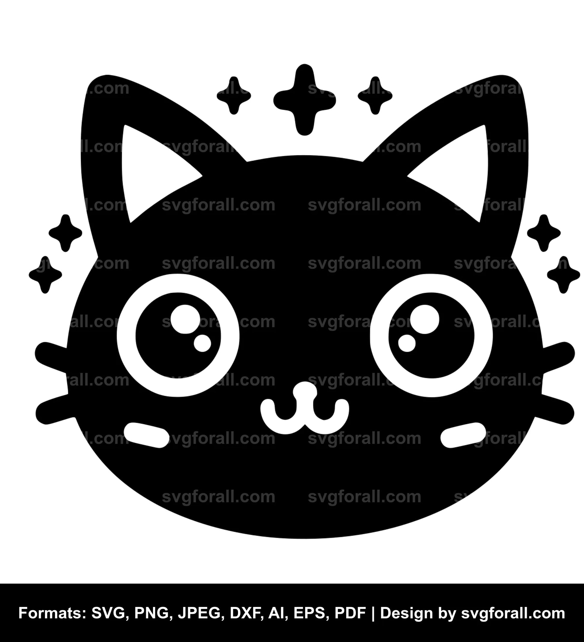 Cute Cat Face SVG File