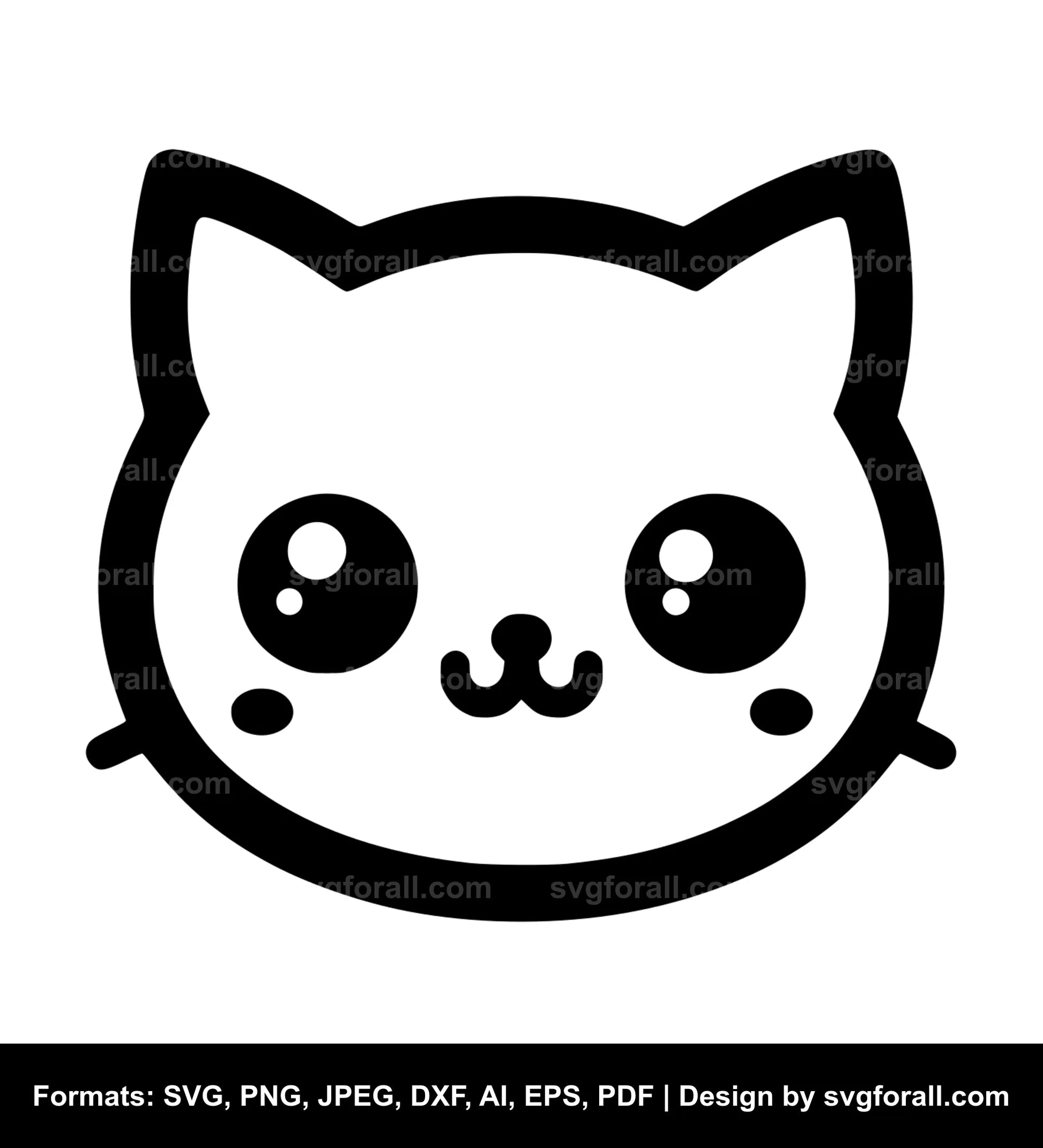 Cute Cat Face SVG Vector