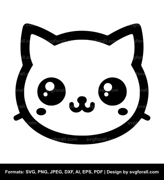 Cute Cat Face SVG Vector