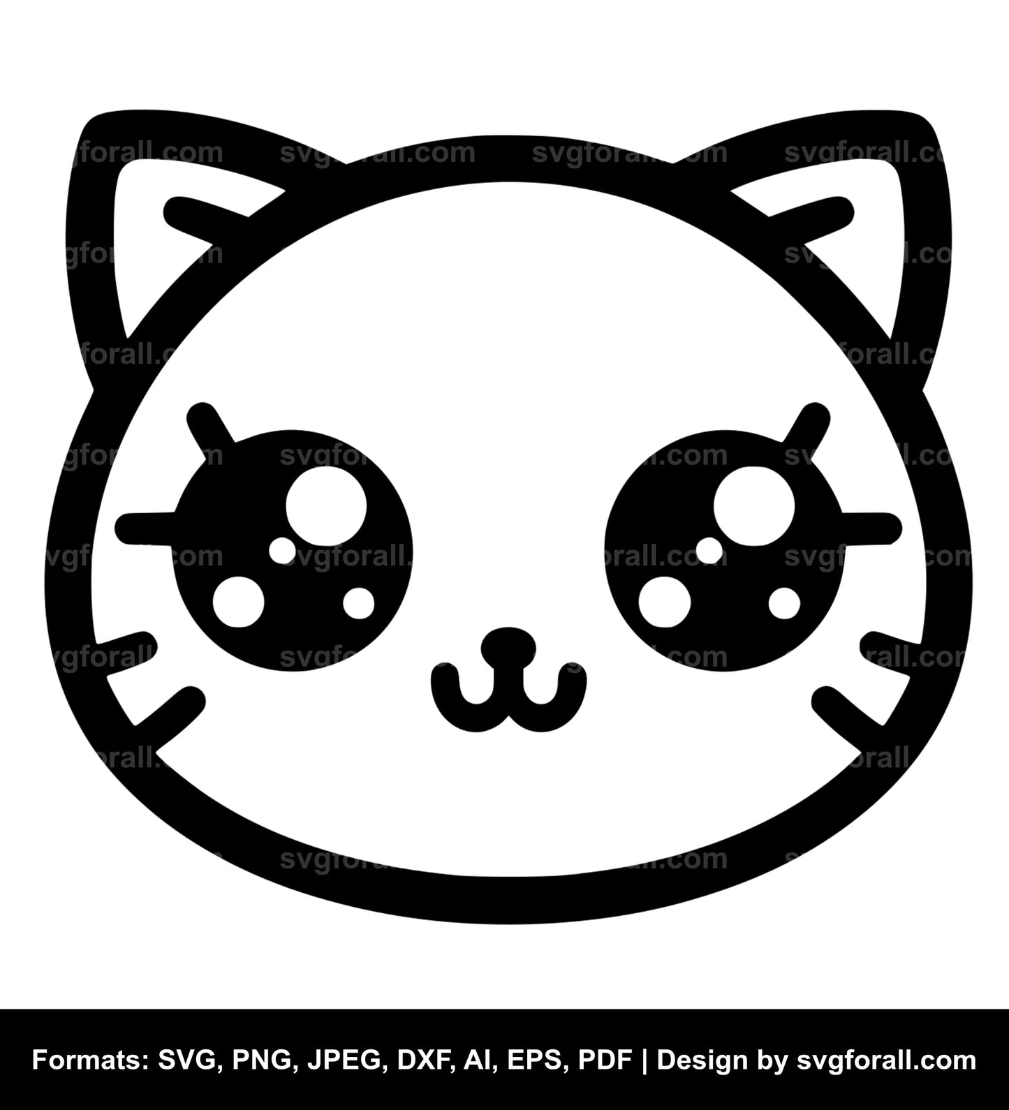 Cute Cat Face Vector SVG