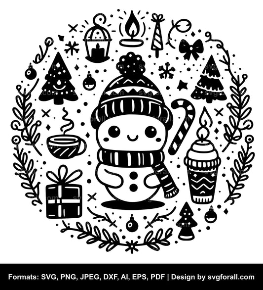 Cute Christmas Black SVG