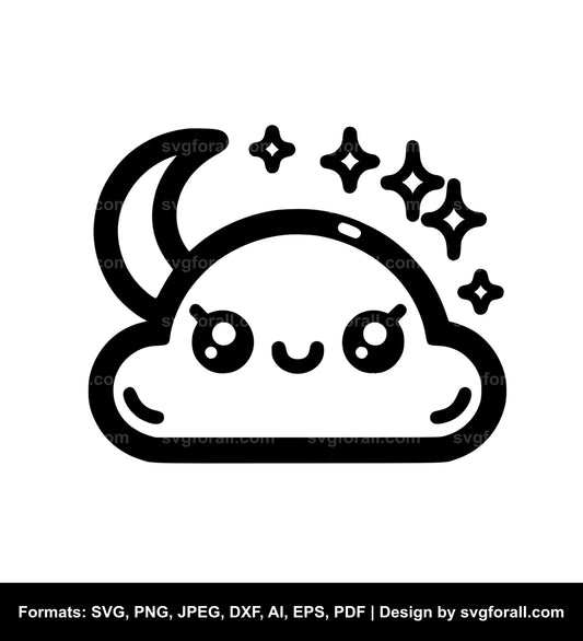 Cute Cloud Black SVG