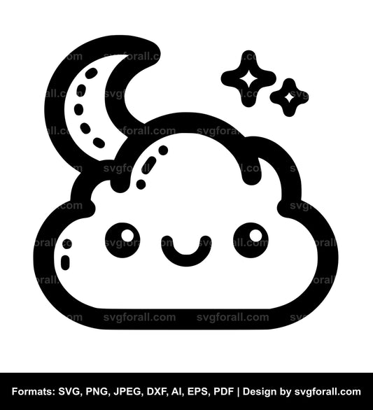 Cute Cloud SVG Vector