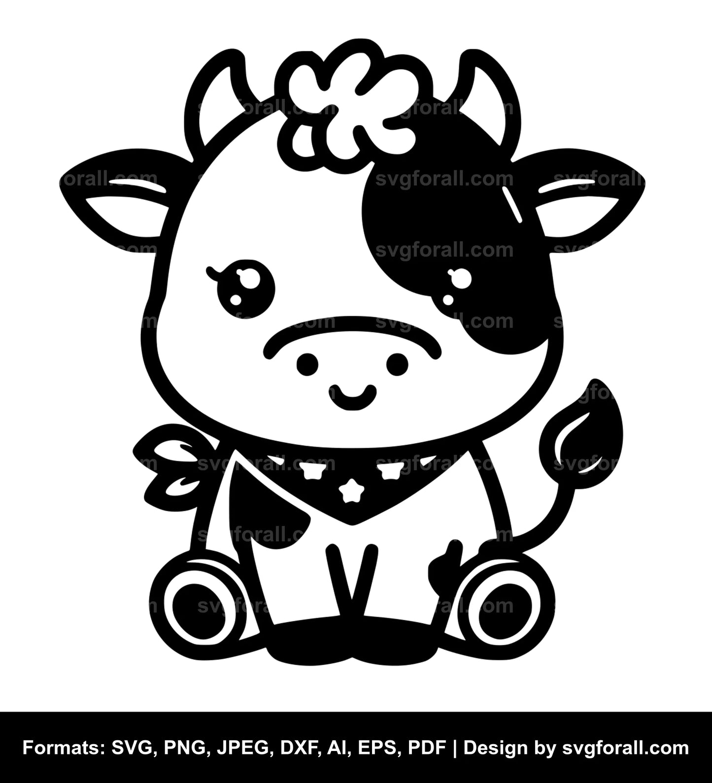 Cute Cow Black SVG