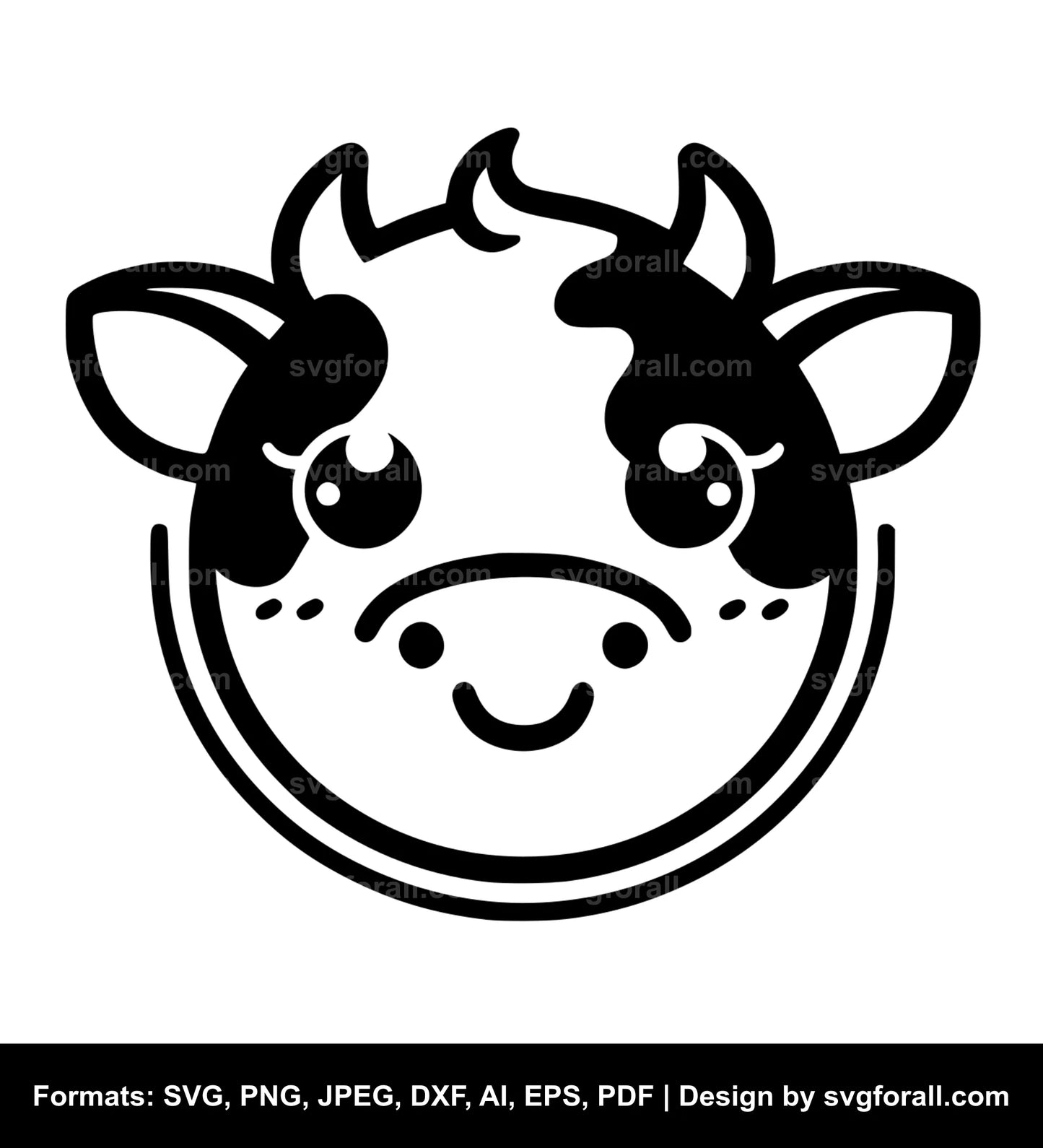 Cute Cow Face SVG File