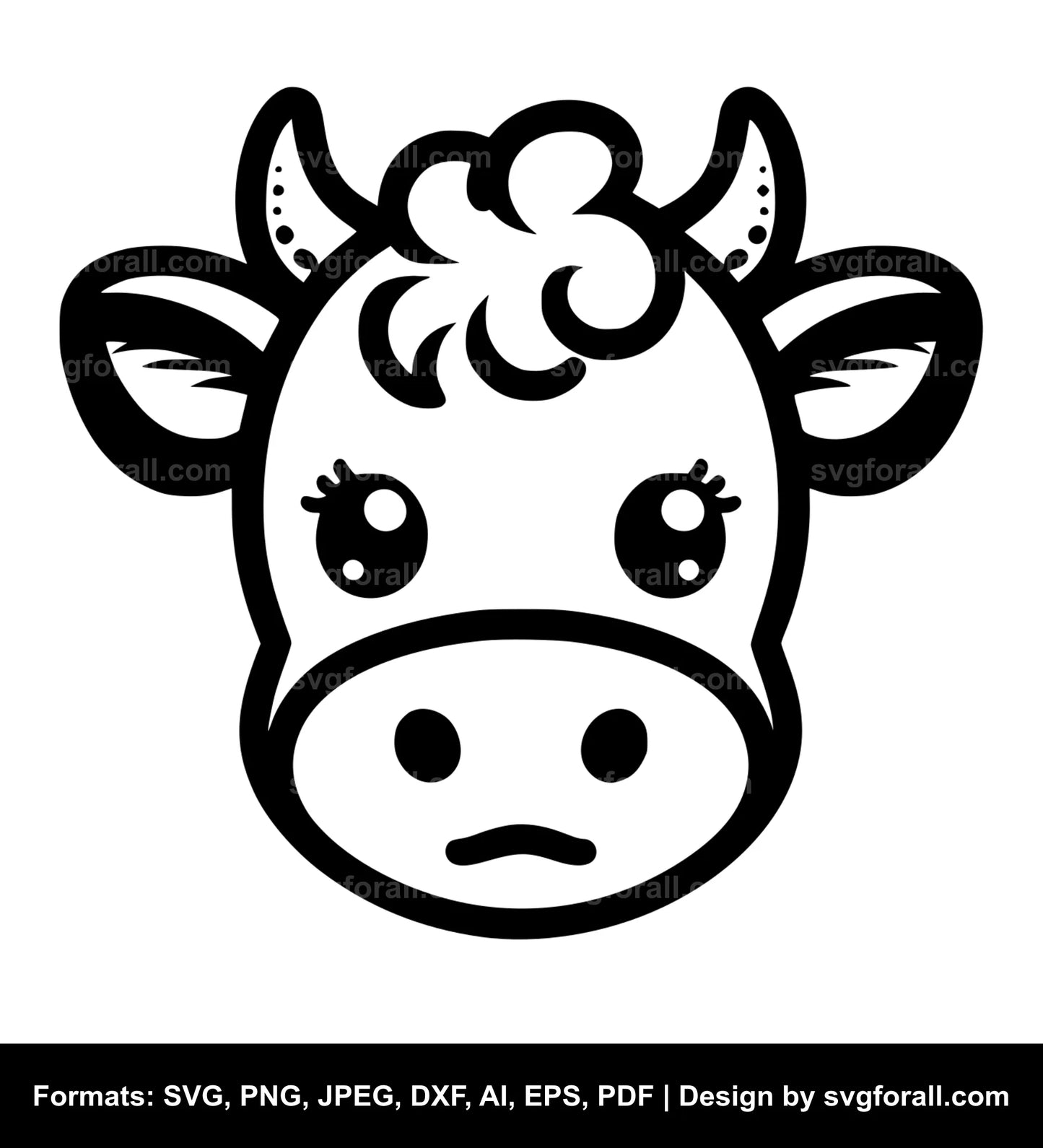 Cute Cow Face SVG PNG