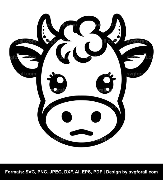 Cute Cow Face SVG PNG