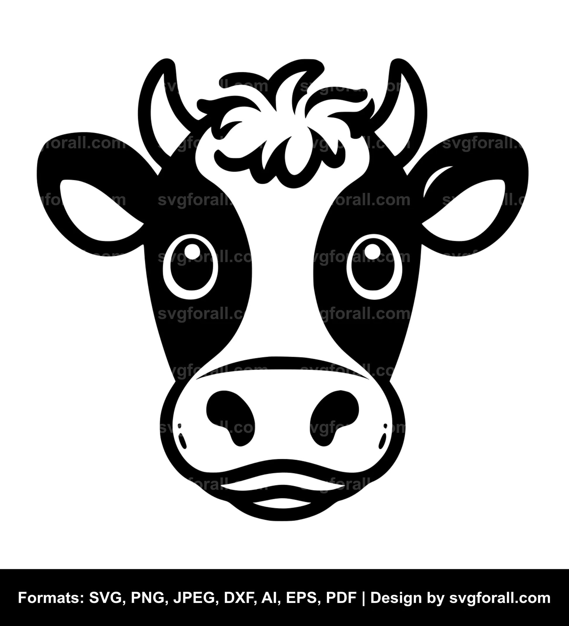 Cute Cow Face SVG Vector