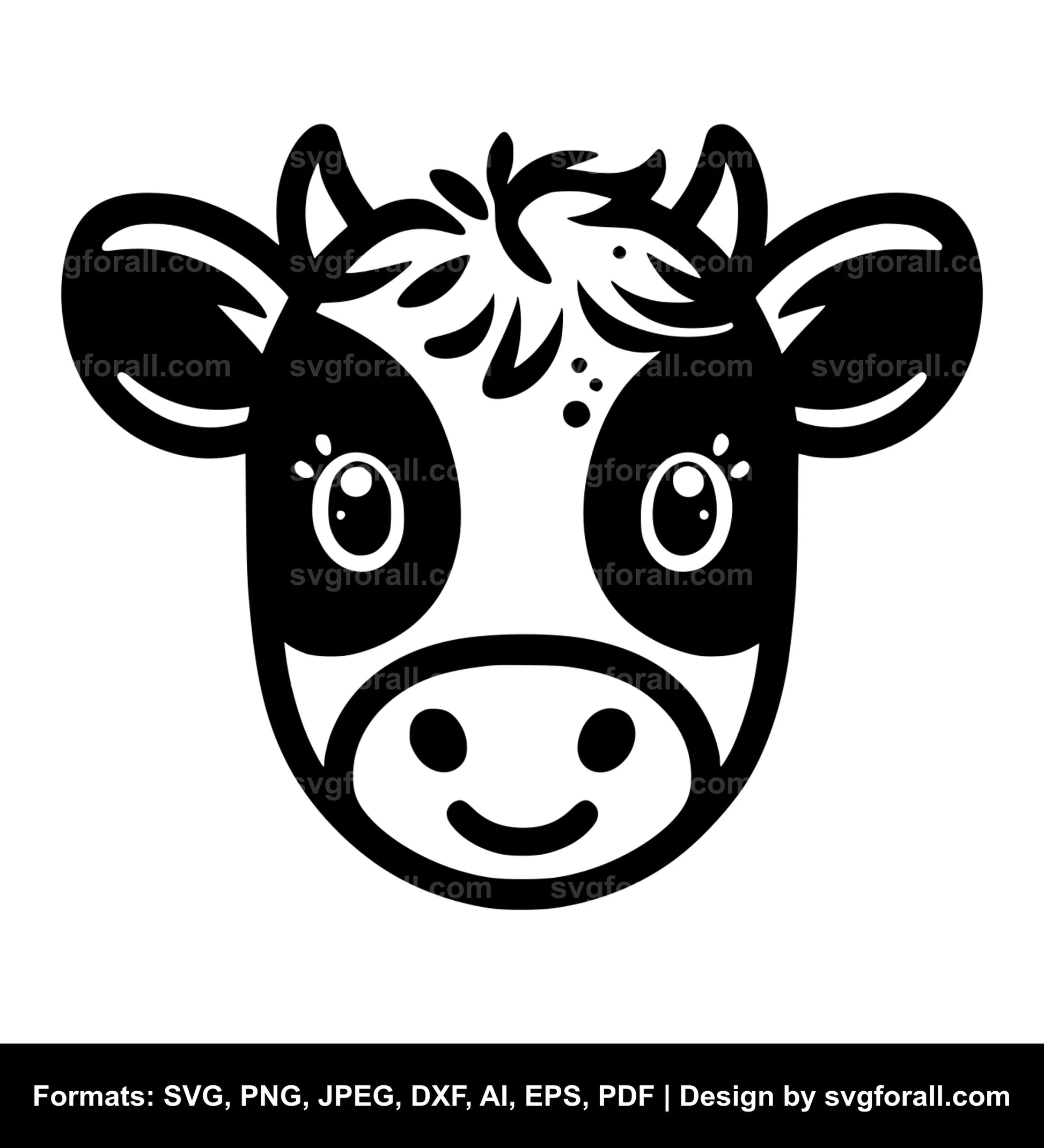 Cute Cow Face Vector SVG