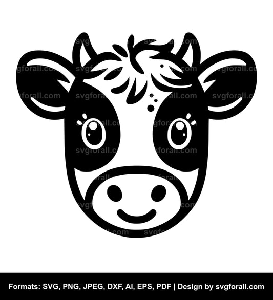 Cute Cow Face Vector SVG