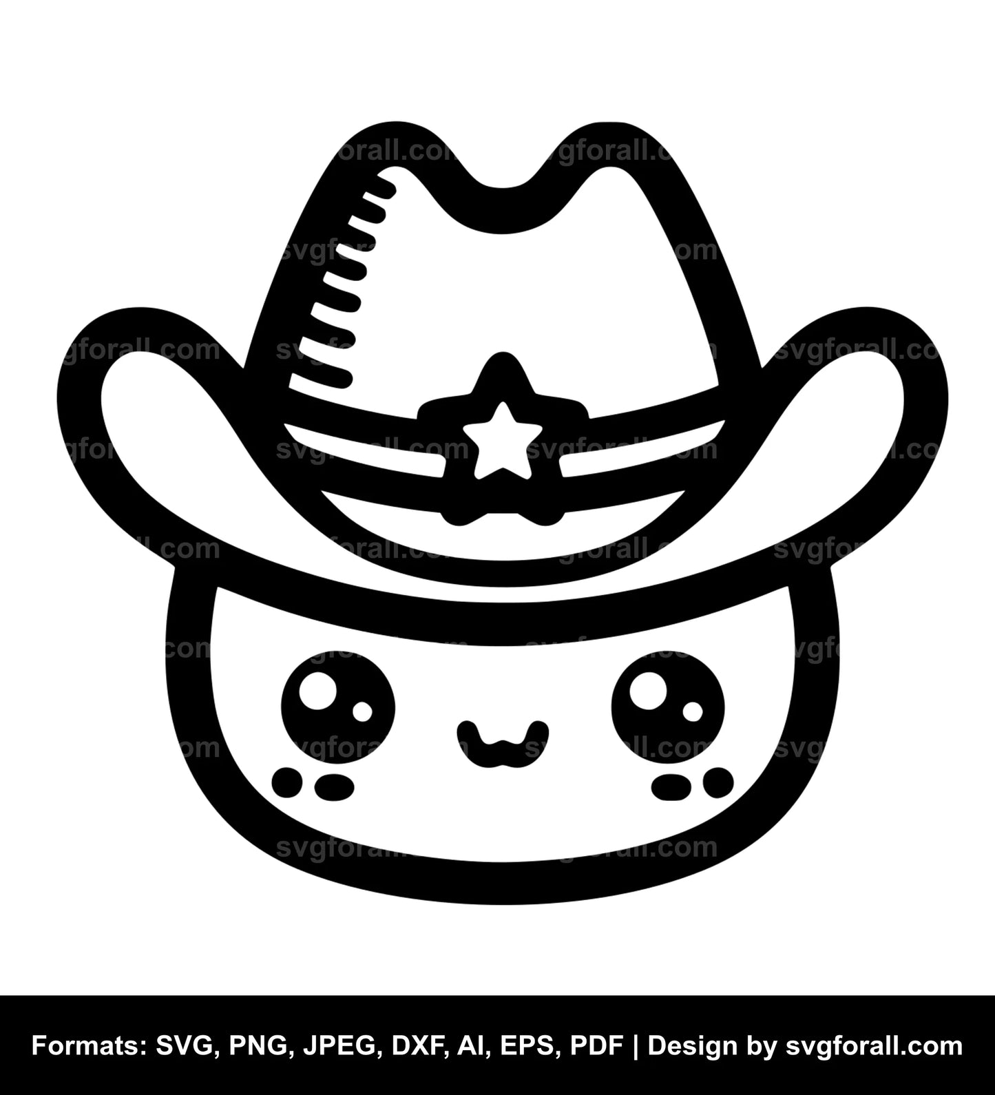 Cute Cowboy Hat Black SVG