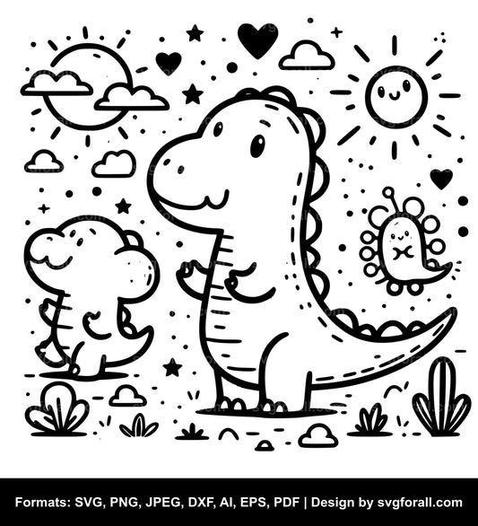 Cute Dinosaur SVG Vector