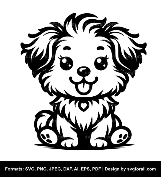 Cute Dog Black SVG