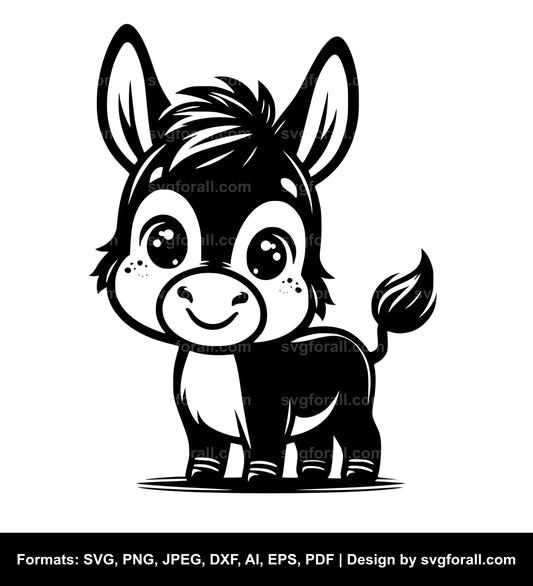 Cute Donkey Clipart SVG