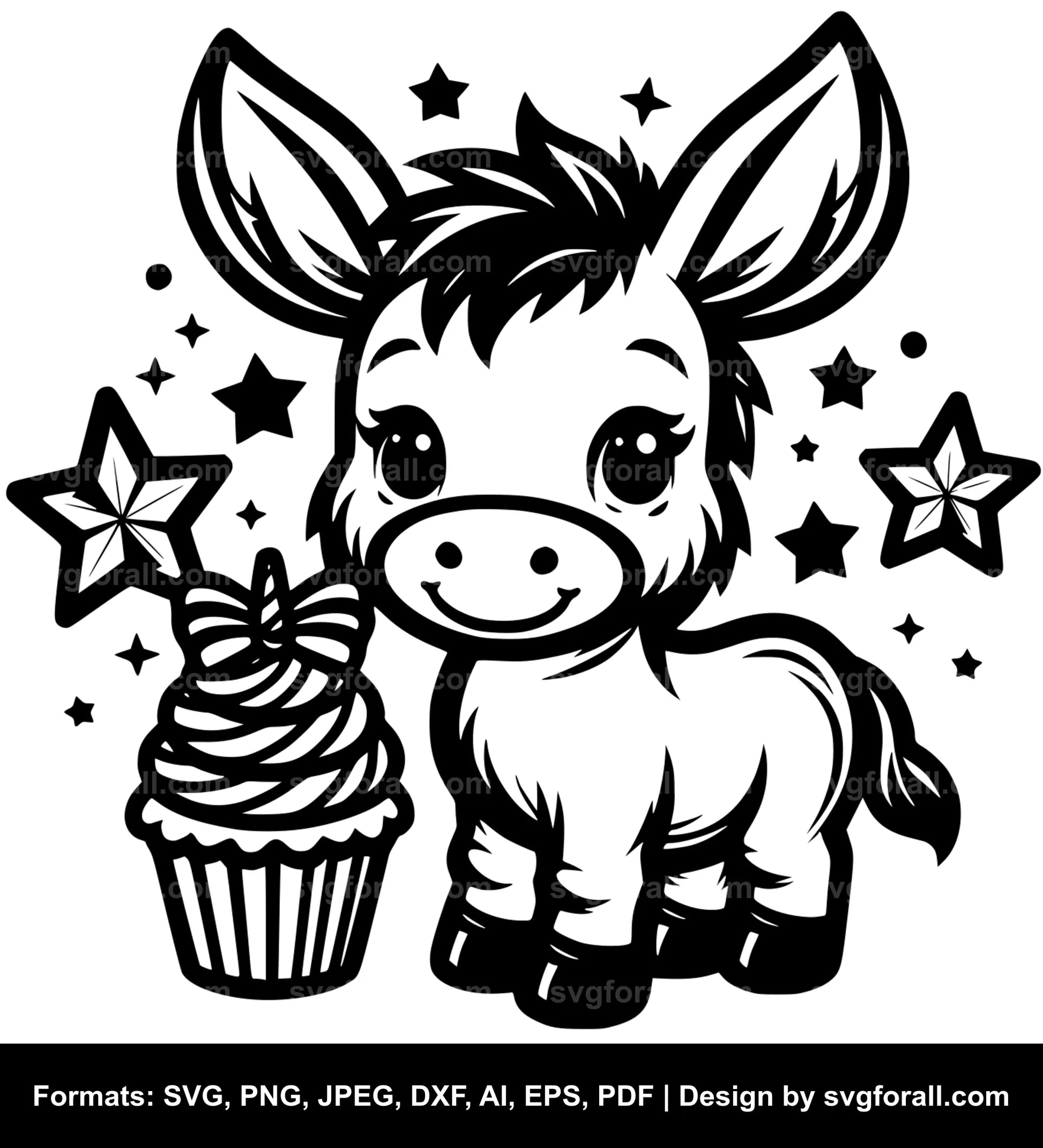 Cute Donkey SVG Vector