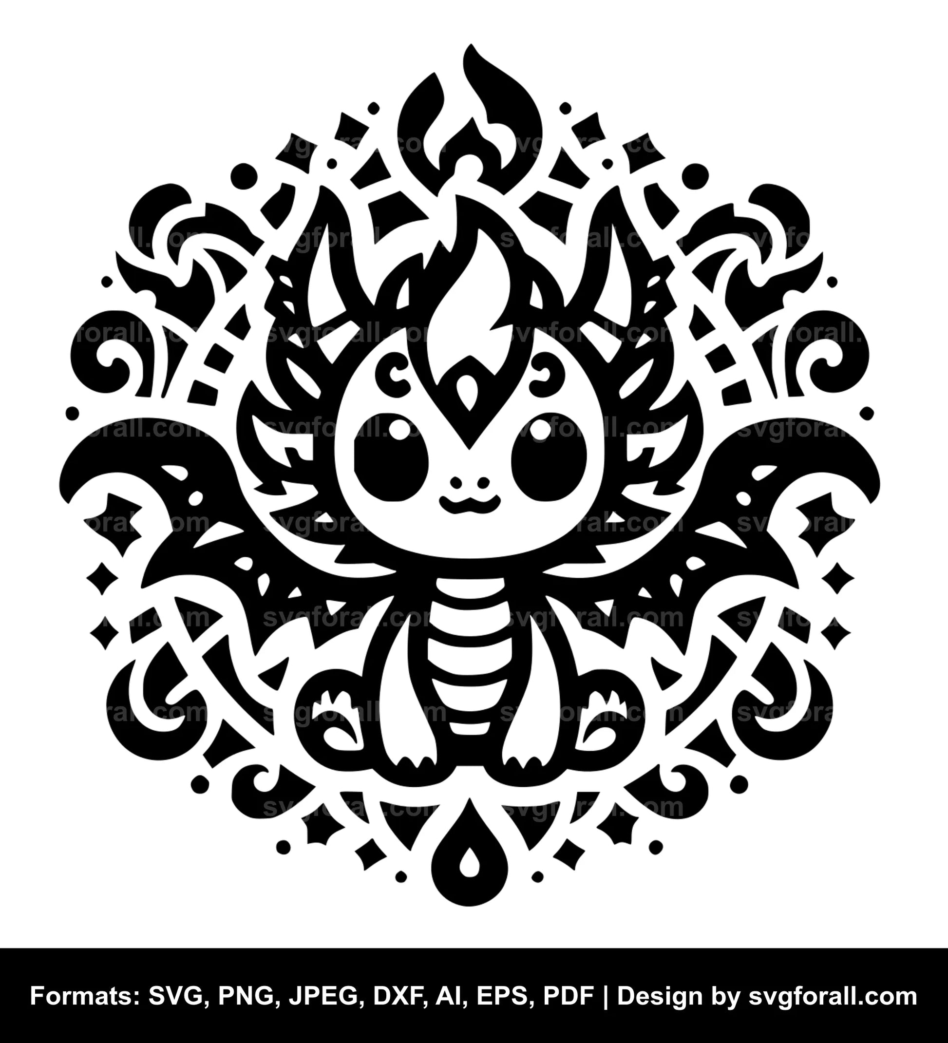 Cute Dragon Black SVG