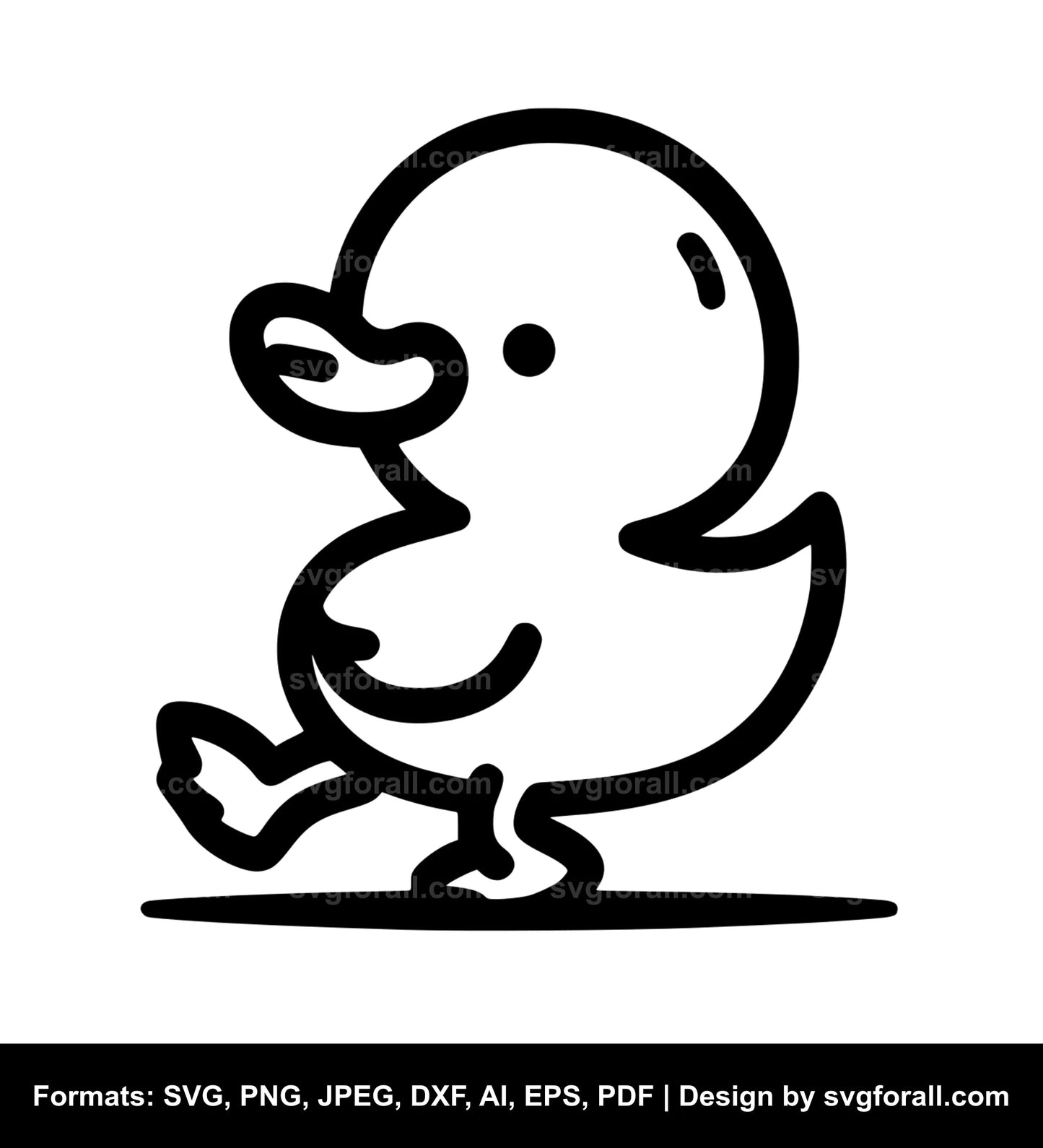 Cute Duck Black SVG