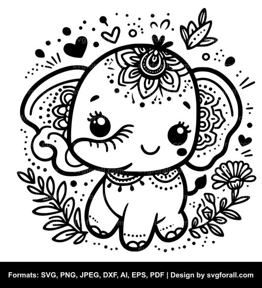 Cute Elephant SVG File