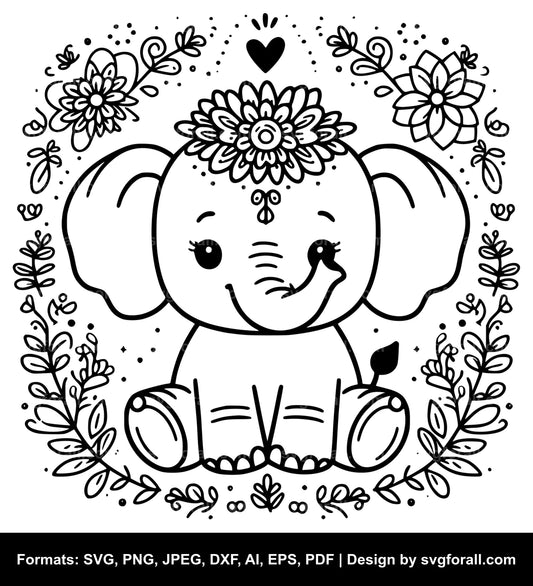 Cute Elephant SVG Vector