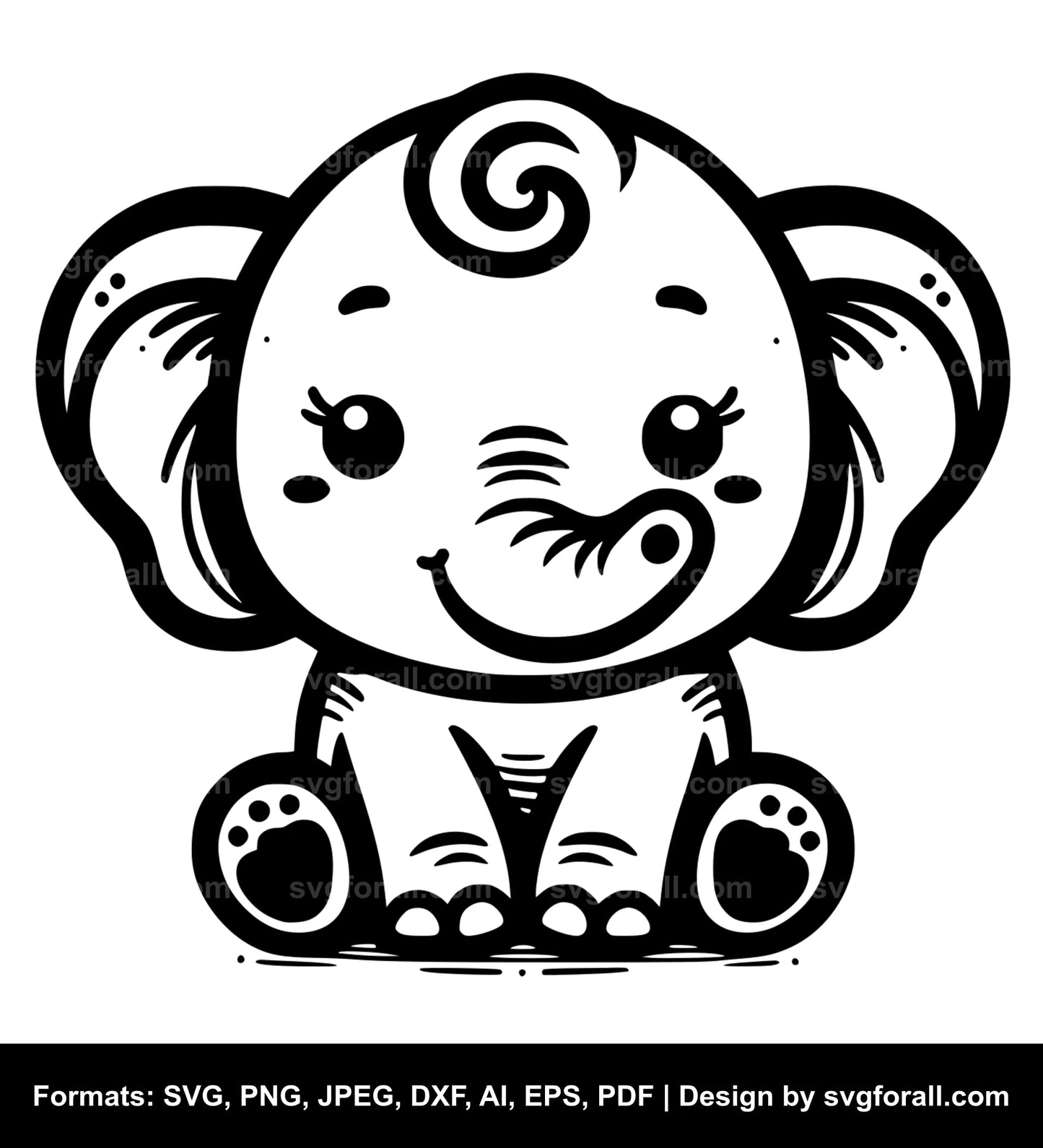 Cute Elephant Vector SVG