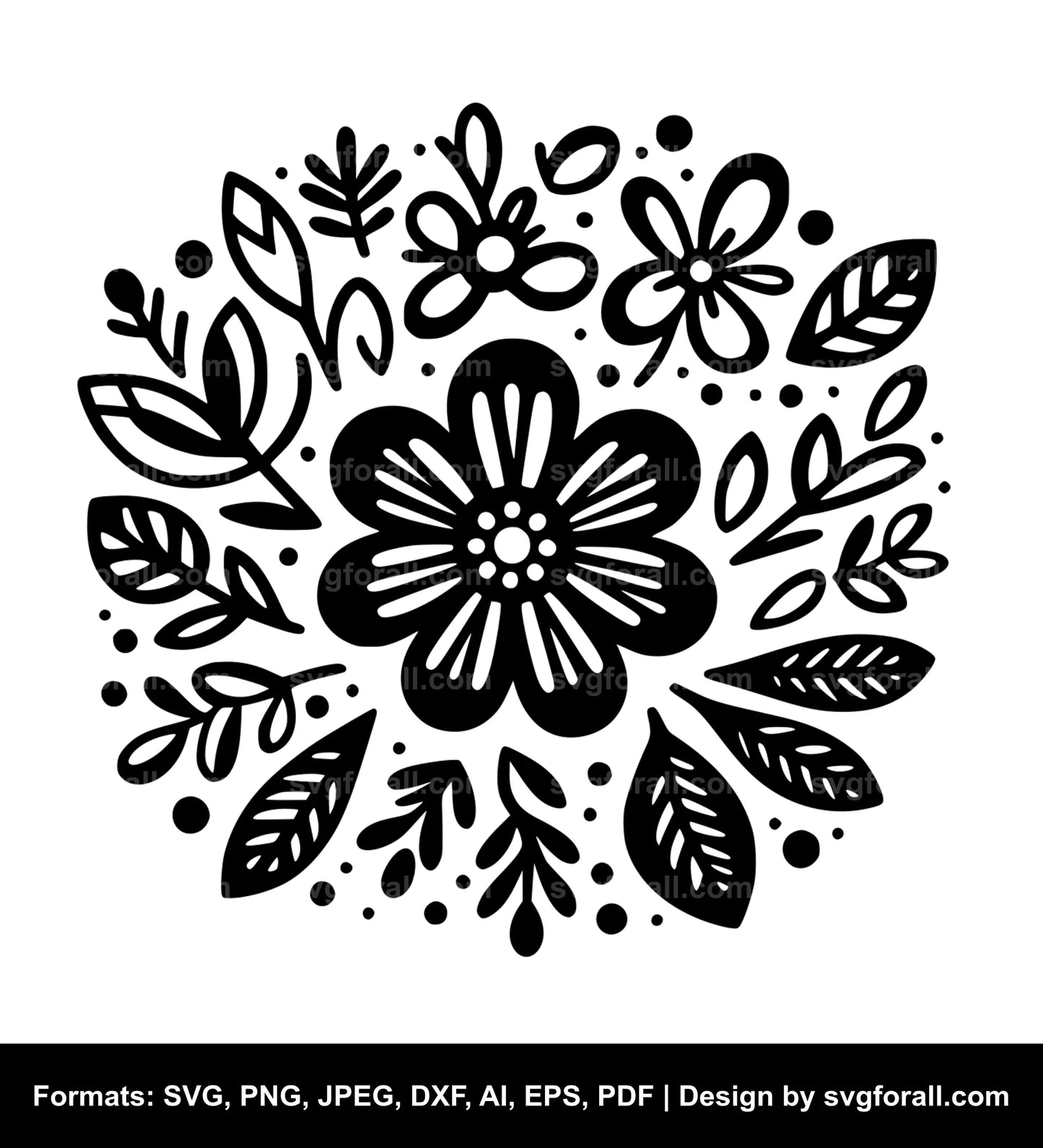 Cute Flower Black SVG