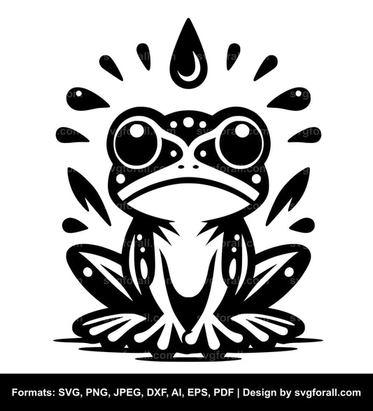 Cute Frog Black SVG