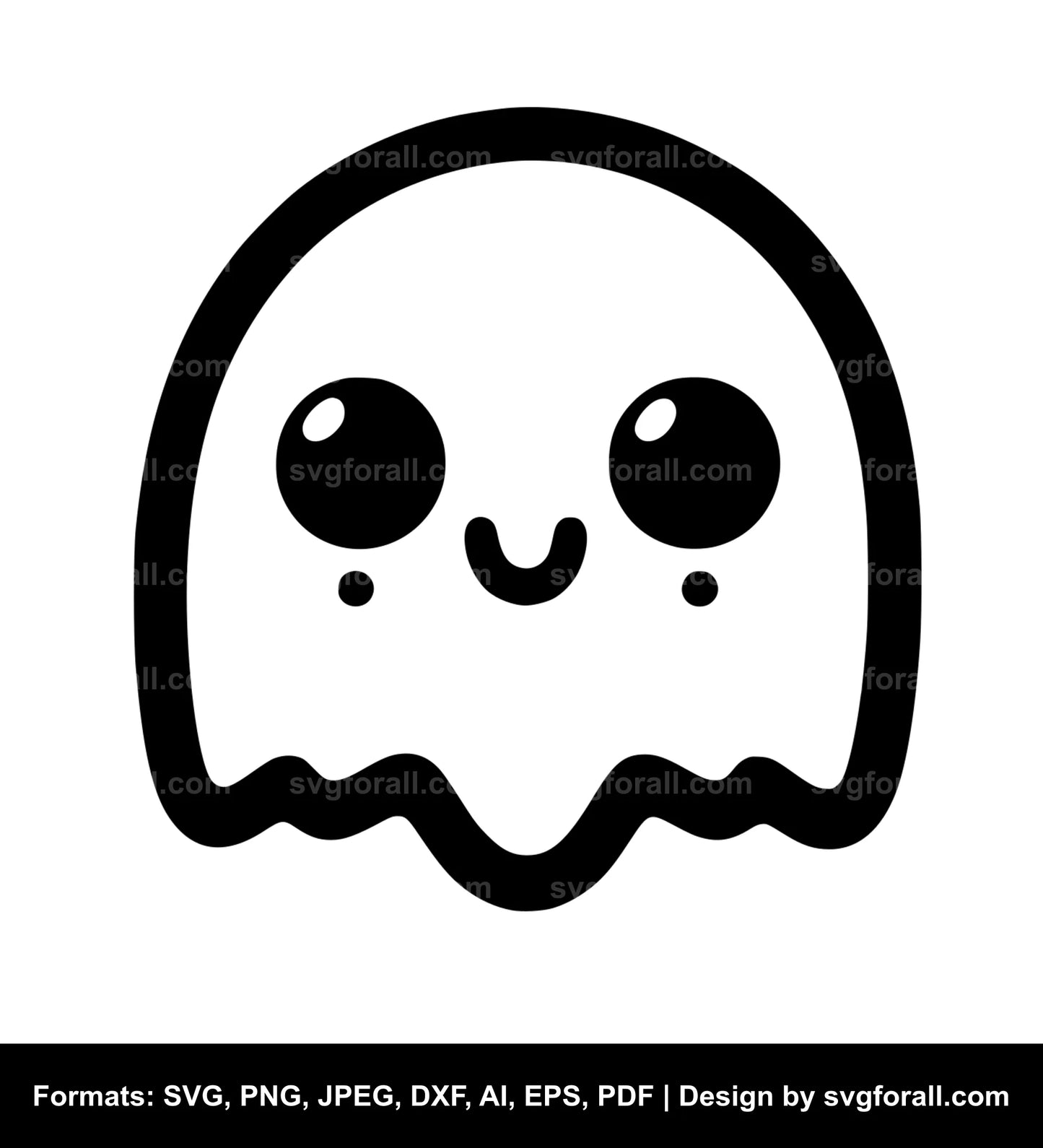 Cute Ghost Face Black SVG