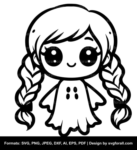 Cute Girl Ghost SVG File