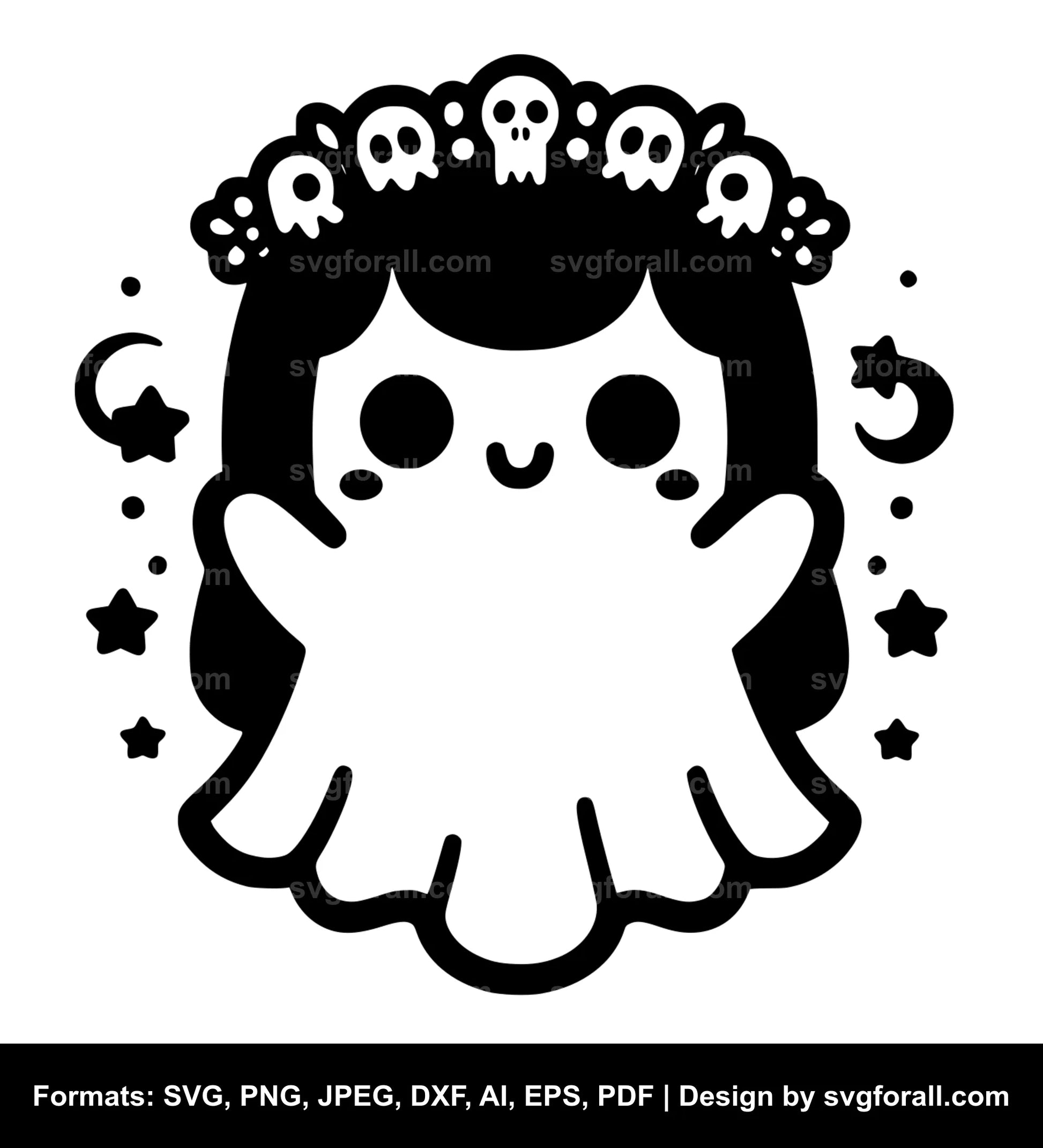 Cute Girl Ghost SVG Vector