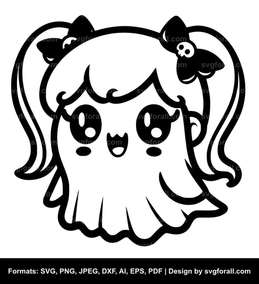 Cute Girl Ghost Vector SVG