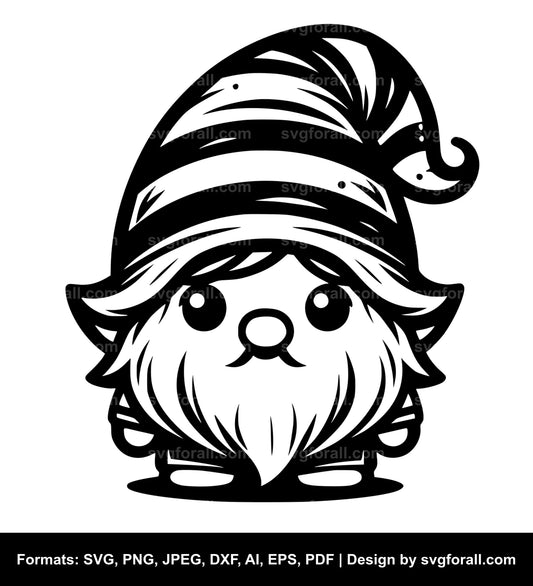 Cute Gnome Black SVG