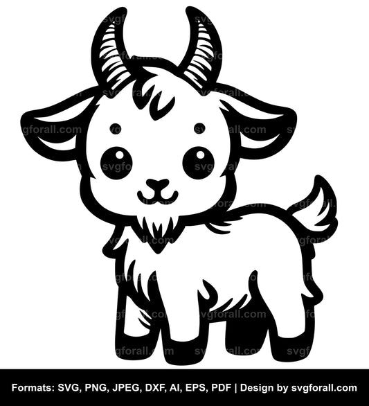 Cute Goat Black SVG