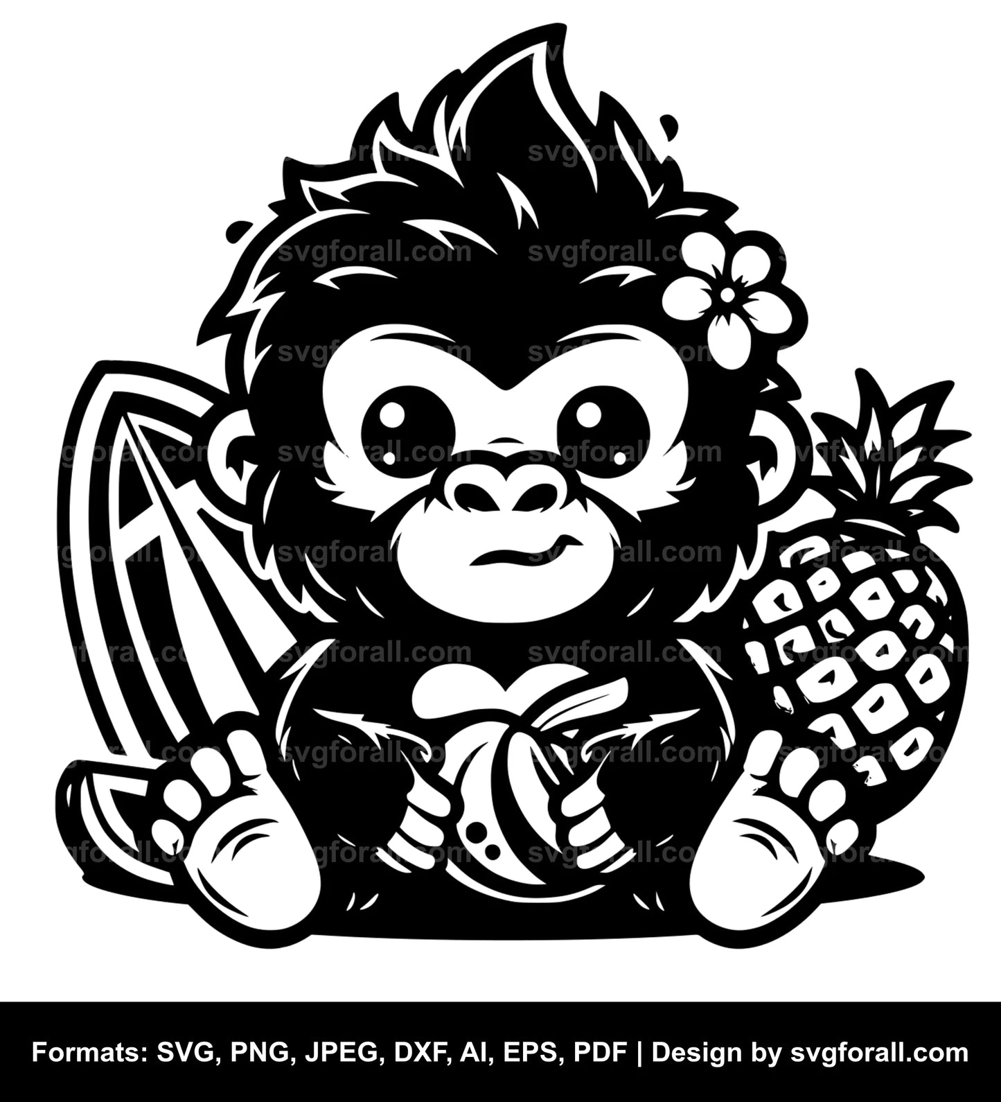 Cute Gorilla SVG Vector