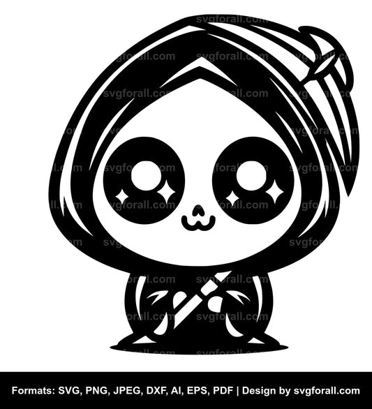 Cute Grim Reaper Black SVG