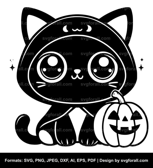 Cute Halloween Cat Vector SVG