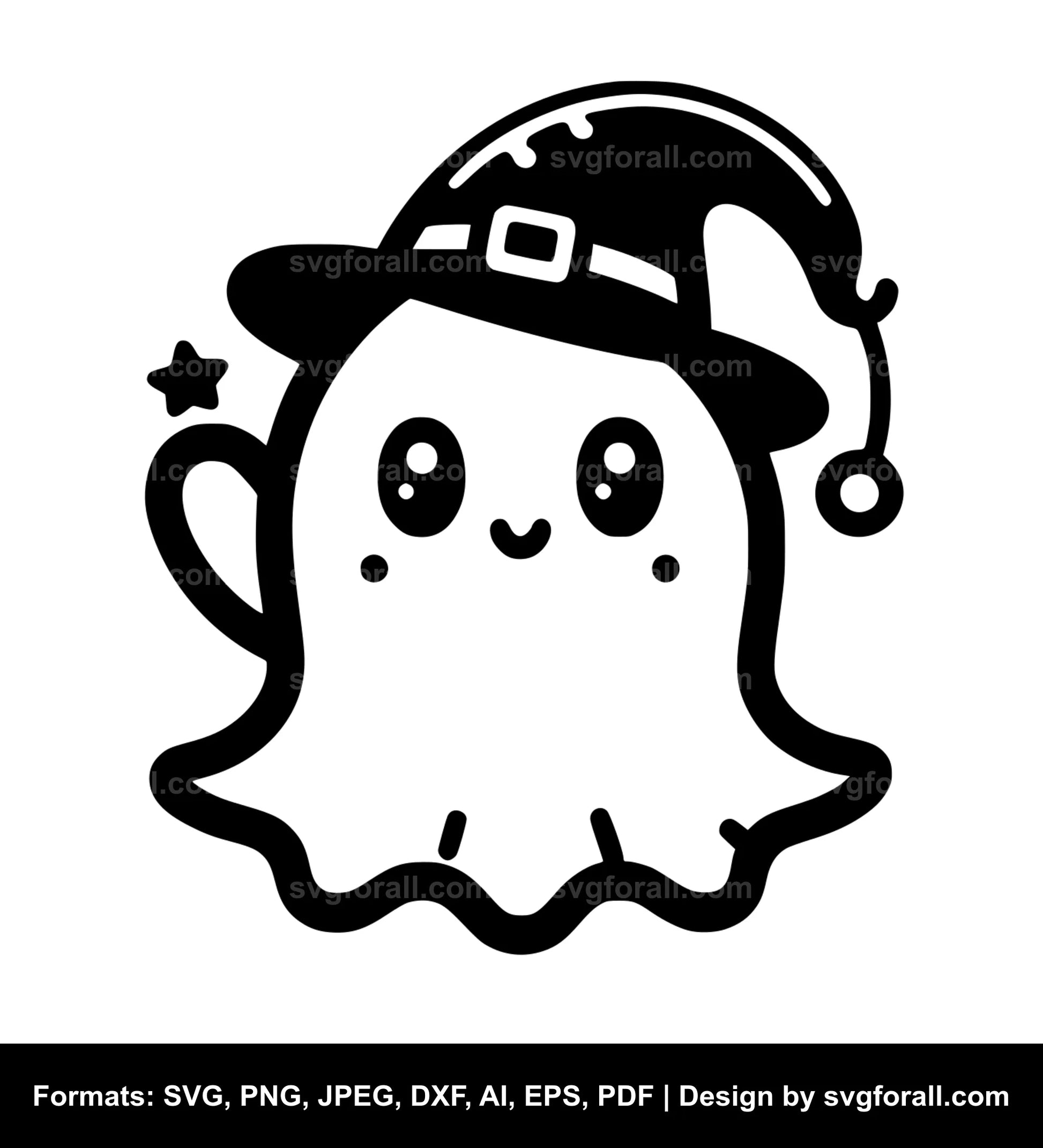 Cute Halloween Ghost SVG Vector