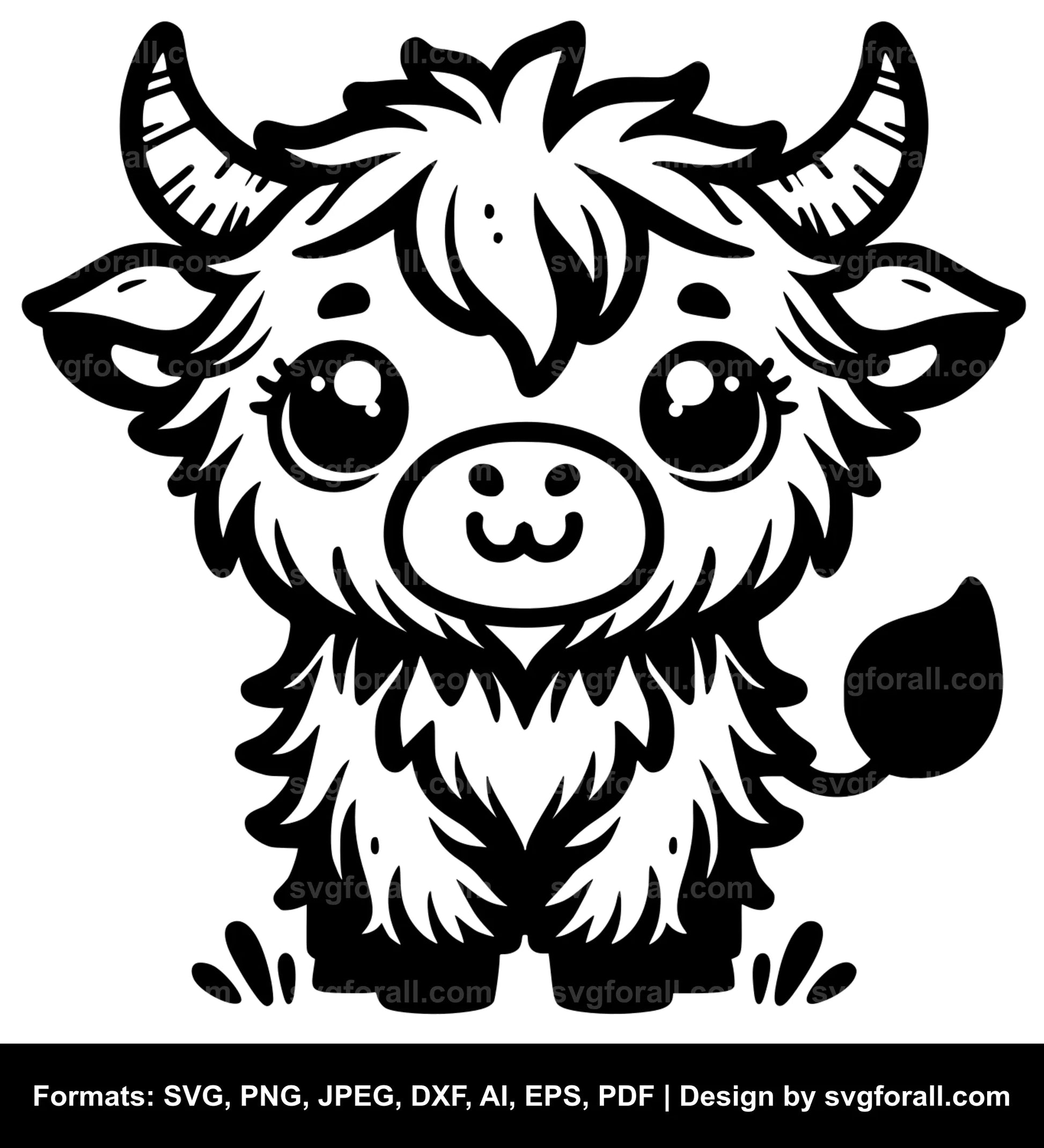 Cute Highland Cow SVG Vector