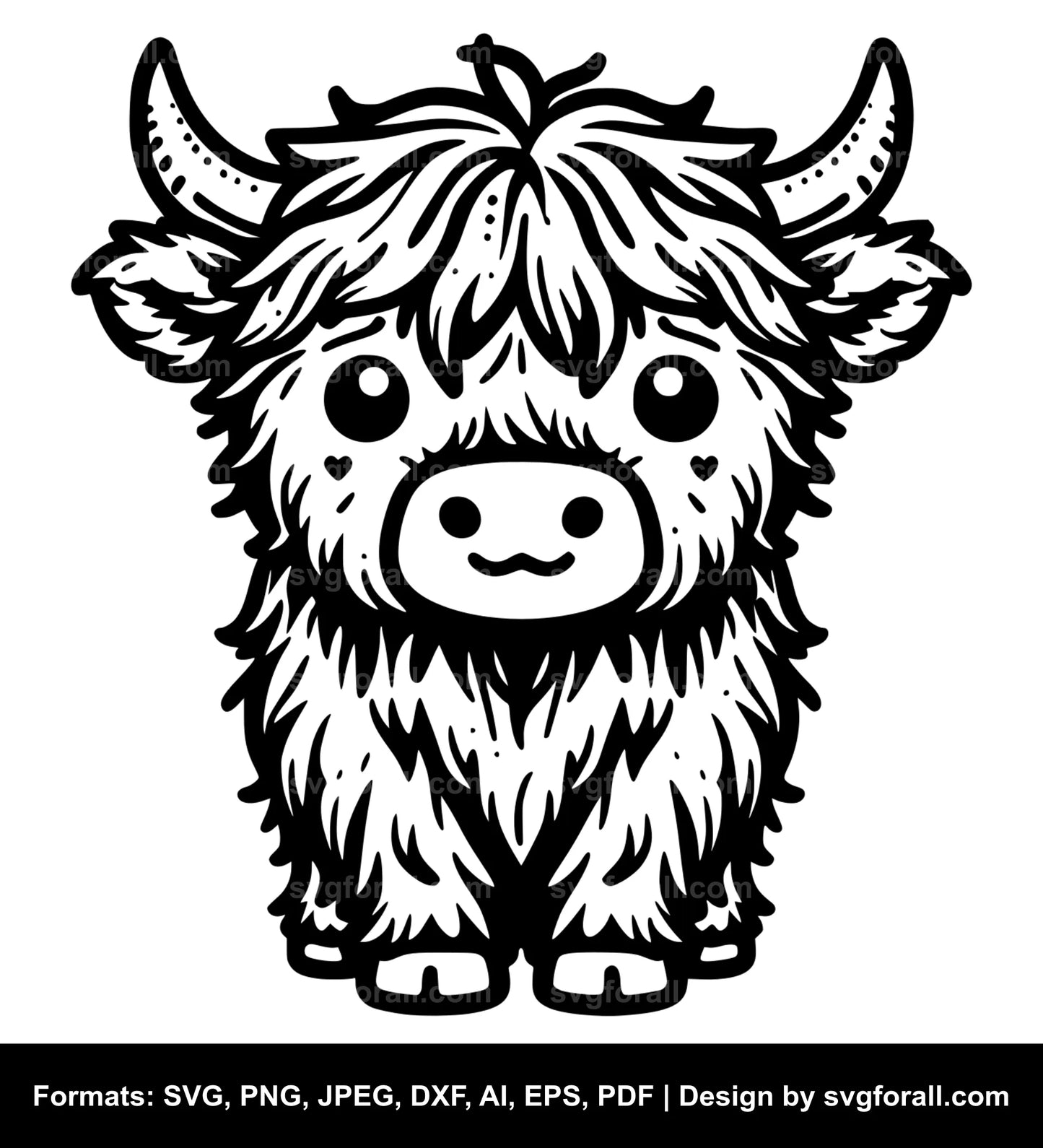 Cute Highland Cow Vector SVG