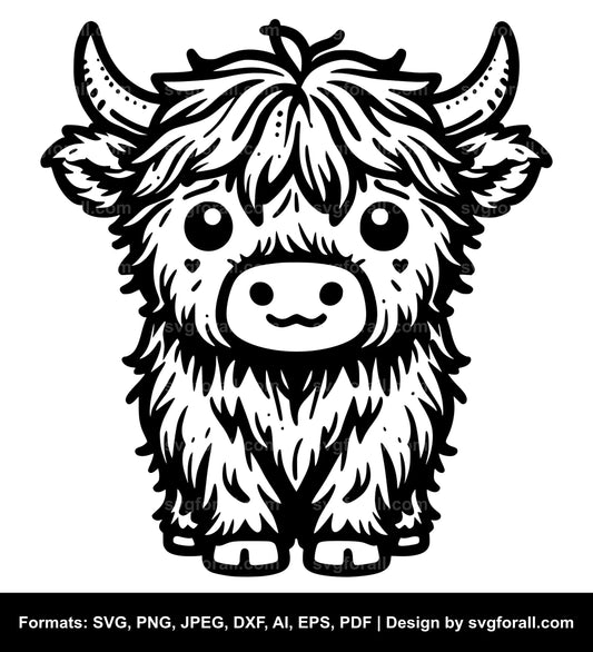 Cute Highland Cow Vector SVG