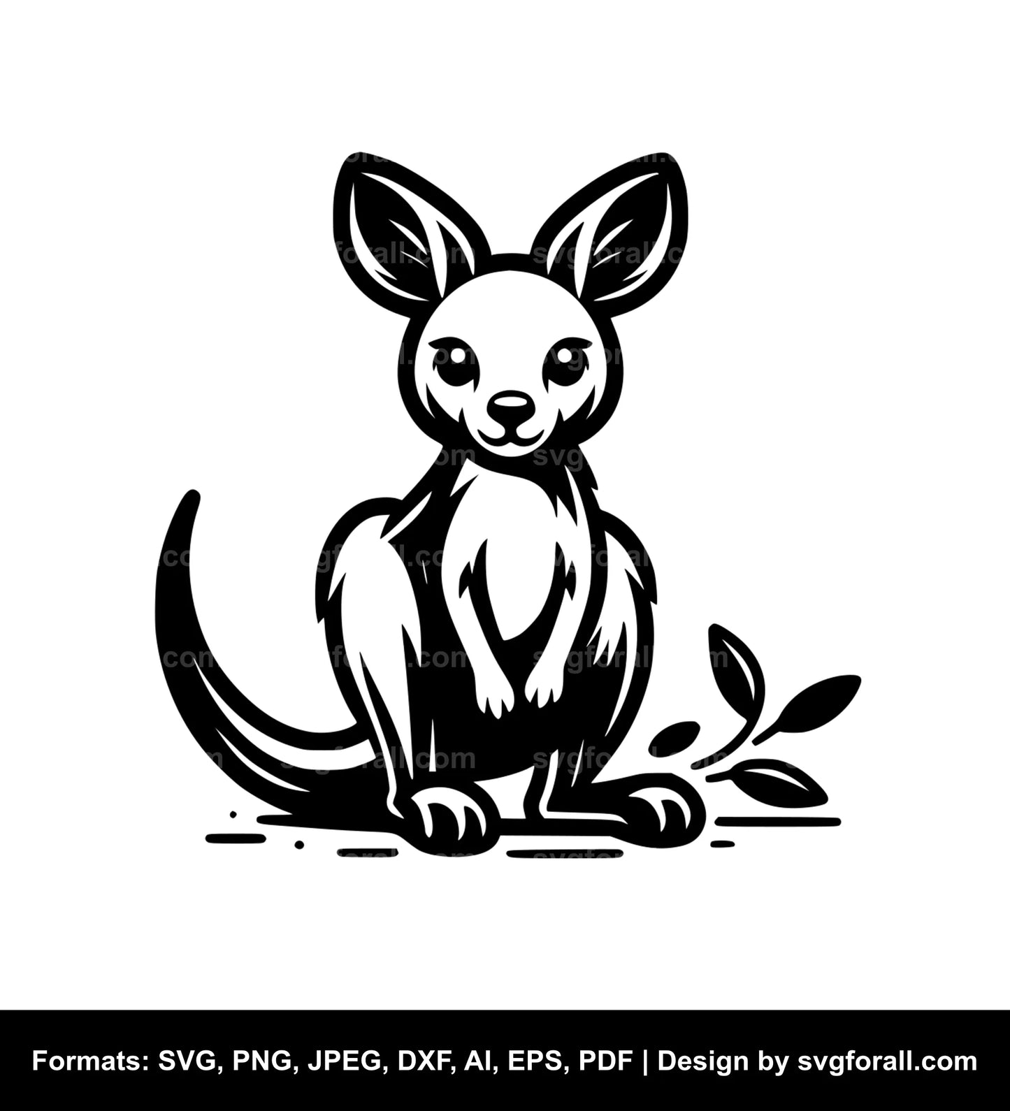 Cute Kangaroo Black SVG