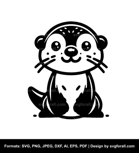 Cute Otter Black SVG