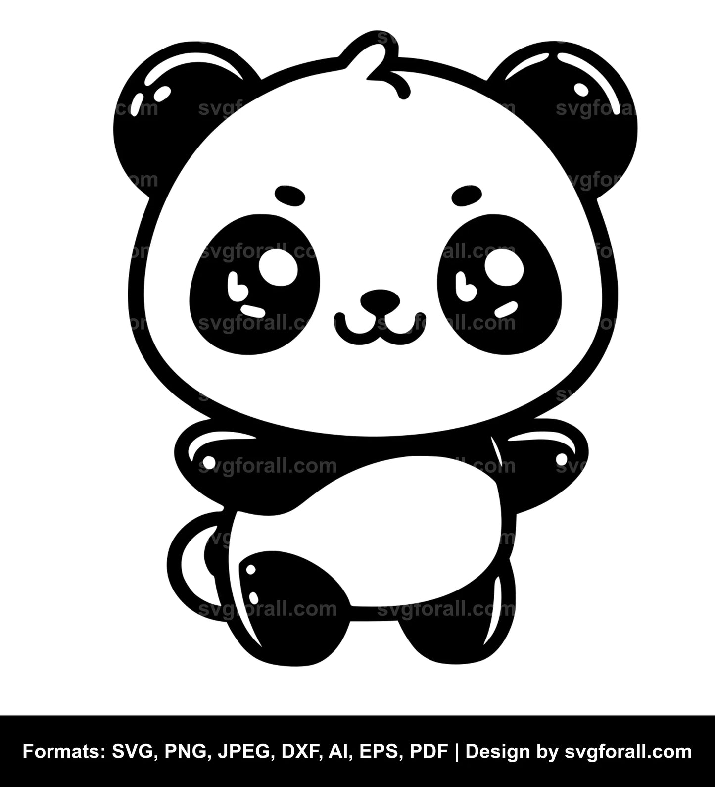 Cute Panda Black SVG