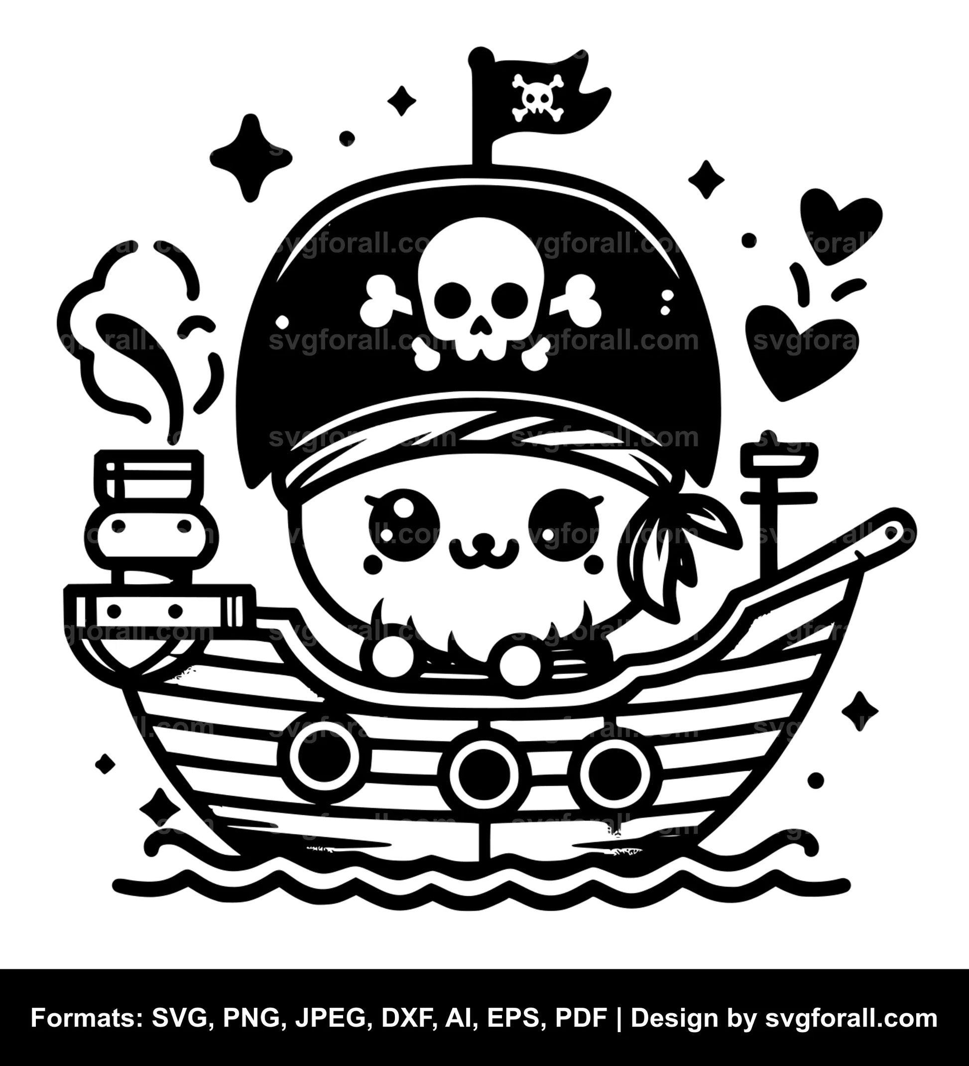 Cute Pirate Ship Clipart SVG