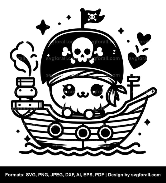 Cute Pirate Ship Clipart SVG