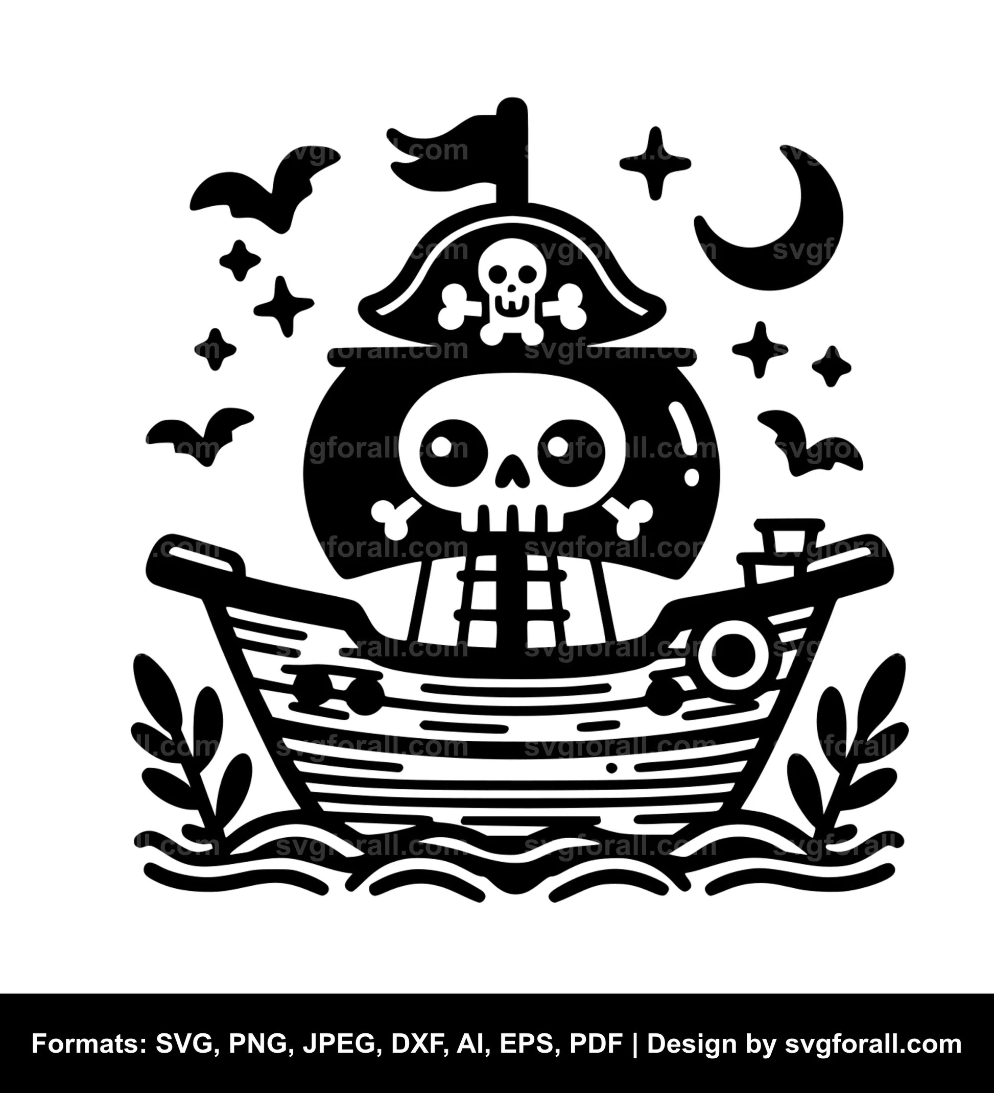 Cute Pirate Ship SVG Design