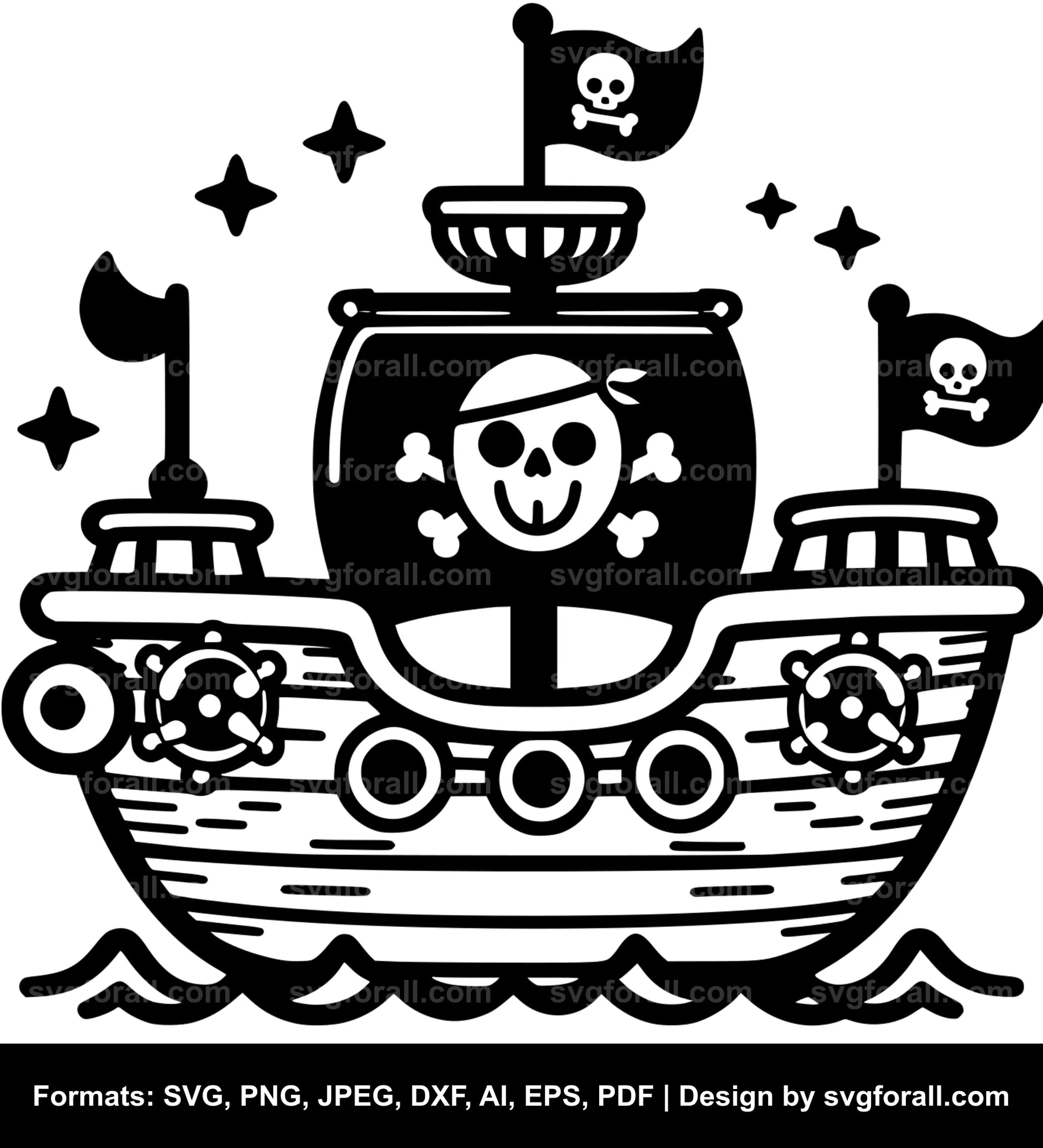 Cute Pirate Ship Vector SVG